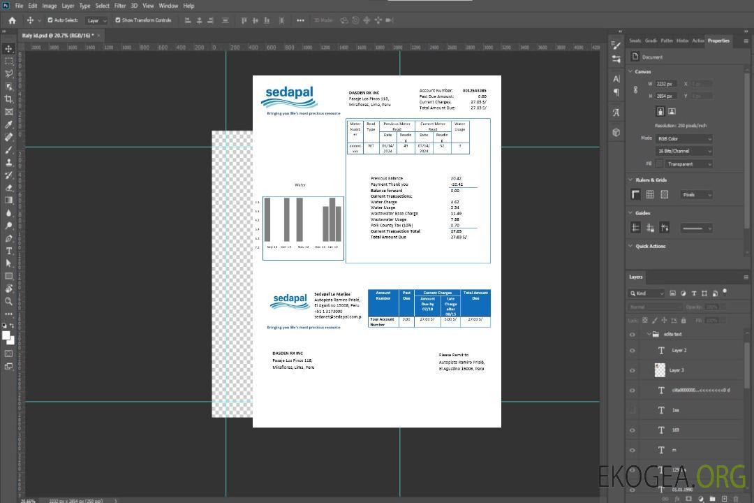 Modèle de facture de services publics d'eau du Pérou Sedapal La Atarjea aux formats Word et PDF template Modèle de facture de services publics d'eau du Pérou Sedapal La Atarjea aux formats Word et PDF template